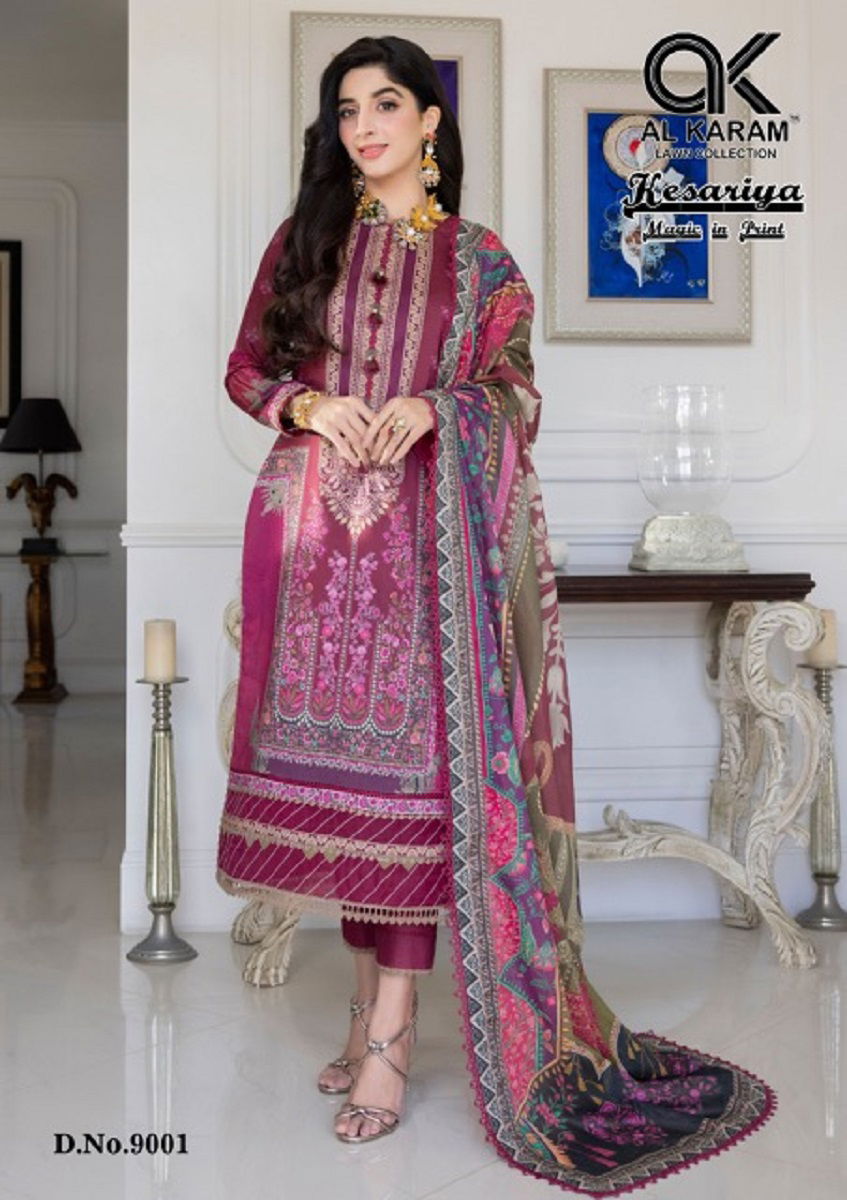 Al Karam Kesariya Vol 9 Cambric Cotton Dress Material
